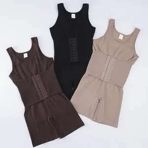 Seamless women's tummy control bodysuit shapewear set in brown, black, and beige colors