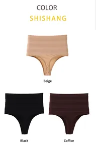 High-waisted tummy control shaping thongs for women available in multiple colors