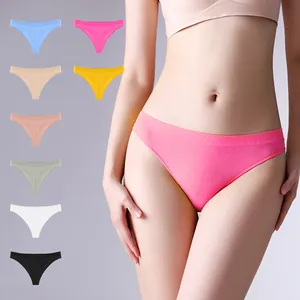 Women Seamless Thong Sexy Low Waist Wide Ribbed Waistband Sporty Invisible Underwear Soft Breathable Stretchy G-String Bottom