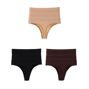 High waist tummy control thong shapewear for women available in three neutral colors