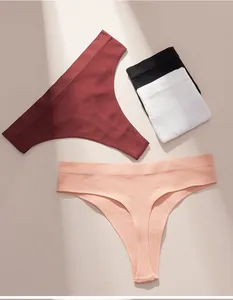 Tangas de algodón acanalado sin costuras para mujer en varios colores y texturas de calidad