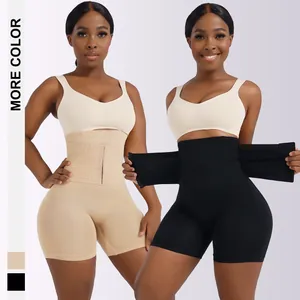 High-waisted tummy control shapewear shorts for women in black and nude colors