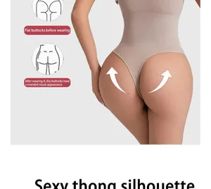 Detailed view of the butt lifting effect on a seamless nude thong shapewear bodysuit