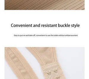 Detailed view of the convenient triple-row buckle on a nude bodysuit shapewear for women