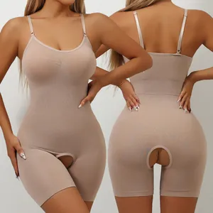 Seamless Women Bodysuit Shapewear Polyamide Tummy Control Butt Lifter Open Crotch Camisole One Piece Body Shaper Slimming Underwear