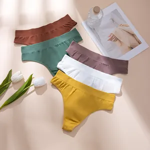 Seamless low-waist sexy thongs for women in five vibrant colors breathable material