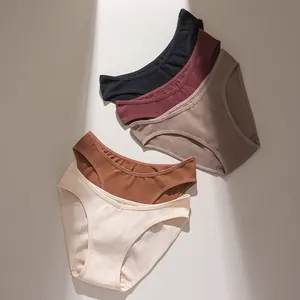 Set professionale di cinque slip da donna in cotone a costine in colori terra assortiti