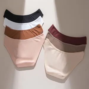 Collezione di slip in cotone a costine senza cuciture a vita media da donna in tonalità terra