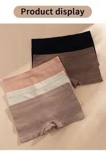 Detailed close-up view of ribbed seamless boxer briefs for women in multiple neutral colors