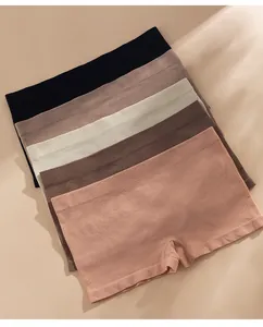 Seamless ribbed women's boxer briefs shown in a multi-color pack of earth tones.