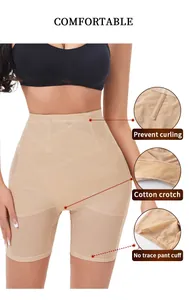 Detail view of high waist mesh tummy control shapewear with cotton crotch and no-trace cuffs