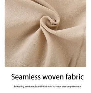 Detailed macro view of beige seamless woven fabric for breathable body shaper bodysuit