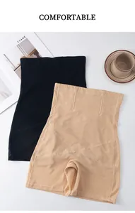 High-waist mesh shapewear shorts in black and nude colors for tummy control and hip lifting