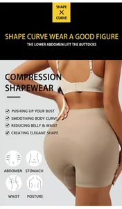High-waist seamless shapewear shorts for tummy control and butt lifting.