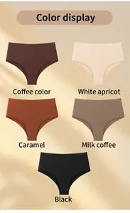 Farbanzeige mit fünf Nuancen nahtloser Damen-Slips aus Eisseide mit mittlerer Taille