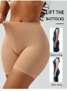 Seamless butt-lifting shapewear shorts with tummy control before and after comparison.
