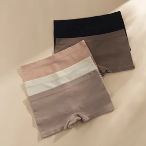 Set of seamless ribbed women's boxer briefs in earthy tones for sports and daily wear
