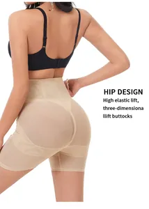 Detailed view of high-waist mesh shapewear shorts focusing on the butt lifting design