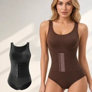 Body Modellante Senza Cuciture da Donna Allenatore di Vita Controllo Pancia Sollevamento Fianchi Body Shaper a Costine Parte Superiore e Inferiore