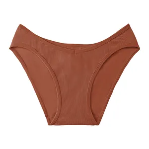 Slip donna traspirante a vita media, tessuto a coste, tonalità rosso ruggine sport