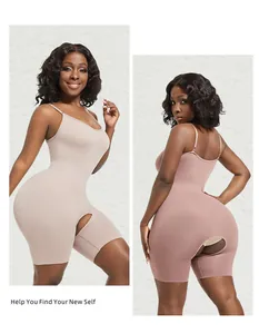 Professionelle Vorder- und Rückansicht eines formgebenden Bodysuits mit offenem Schritt Design