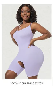 Lila Bodysuit Shapewear in Übergröße mit offenem Schritt zur Bauchkontrolle und Pölifter