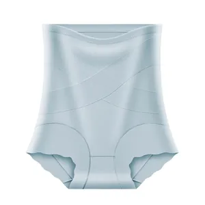 Seamless ultra-thin high waist tummy control ice silk panty for women