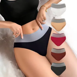 Soft breathable mid-waist women's patchwork panties available in diverse colors