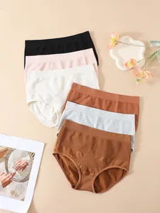 Detailed view of seamless high-waist panties with 3D honeycomb texture in various colors