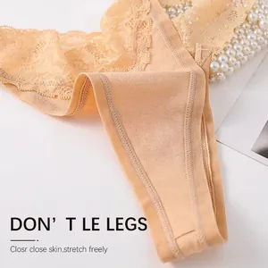 String sexy en dentelle en forme de V pour femmes avec design sans couture taille basse