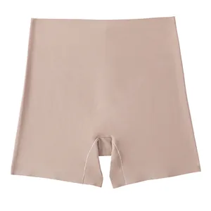 High-waisted seamless tummy control safety shorts for women in nude beige color