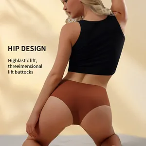 Nahtlose Damen-Unterwäsche aus Eisseide mit Hip-Lift-Effekt in elegantem Braun