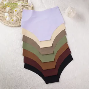 Comfortabele naadloze damesonderbroek van ijszijde met hoge taille en V-vorm, diverse kleuren