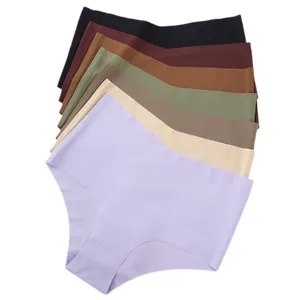 Set naadloze high-waisted V-vormige ijszijden slipjes met katoenen kruisje in diverse kleuren