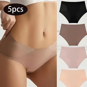Women Seamless Smooth Panties High Elasticity One-Piece Briefs Mid Waist Breathable Soft Lingerie For Yoga Fitness Daily Underwear
