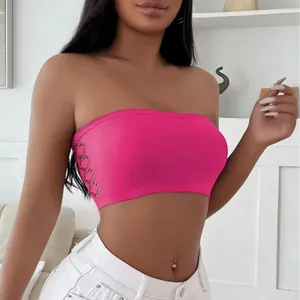 Reggiseno a Fascia Senza Cuciture da Donna Intagliato Traspirante Alta Elasticità Tube Top Intimo Casual Senza Spalline