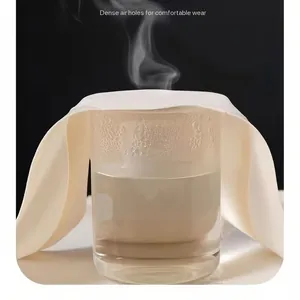 Detail shot showing the breathability of the seamless yoga panty fabric with steam