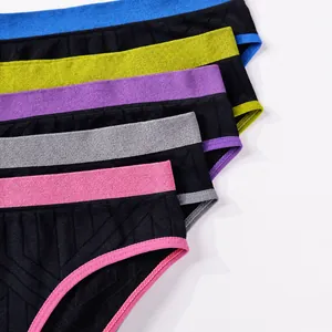 Lot de culottes taille basse sans couture avec ceintures contrastées et gousset en coton respirant