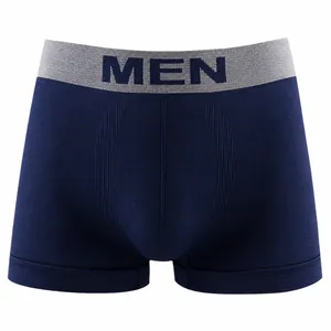Premium seamless high-stretch breathable men's dark blue boxer briefs for daily wear