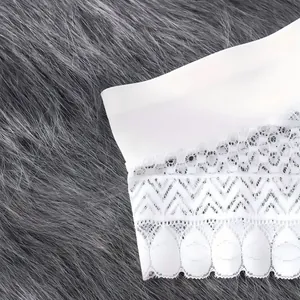 Elegant white lace mid-waist panties with hollow-out floral patterns on fur