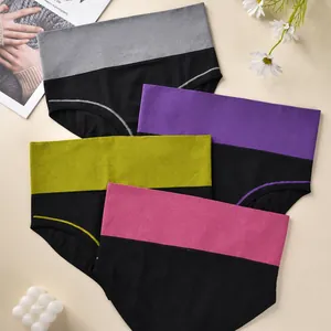 Set aus vier hochtaillierten, nahtlosen Unterhosen in leuchtenden Farben.