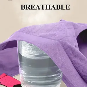 Women's purple seamless breathable underwear demonstrated with a water vapor test