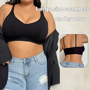 Close-up of a large size seamless wireless bra with a wavy edge design