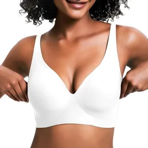 VRCOMFY white seamless wireless push-up bra for women providing maximum comfort