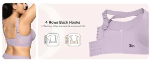 Detail of seamless wireless push-up bra featuring 4 rows of back hooks and side support