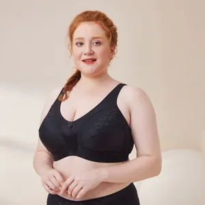 Damen Übergrößen BH Ohne Bügel Vollschale Minimizer Lingerie Bestickte Spitze Bralette Komfortabel Atmungsaktiv Ohne Draht Top