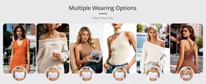 Reggiseno a fascia bianco versatile abbinato a diversi outfit in maglia alla moda.