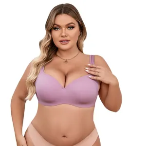 Comfortabele naadloze plus size bh in paars voor dames met een grote buste maat