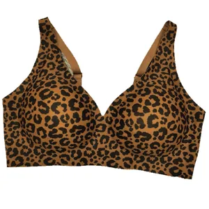 Reggiseno senza cuciture taglie forti senza ferretto con stampa leopardata alla moda