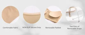Dettagli del reggiseno a fascia senza spalline con striscia antiscivolo e imbottitura estraibile